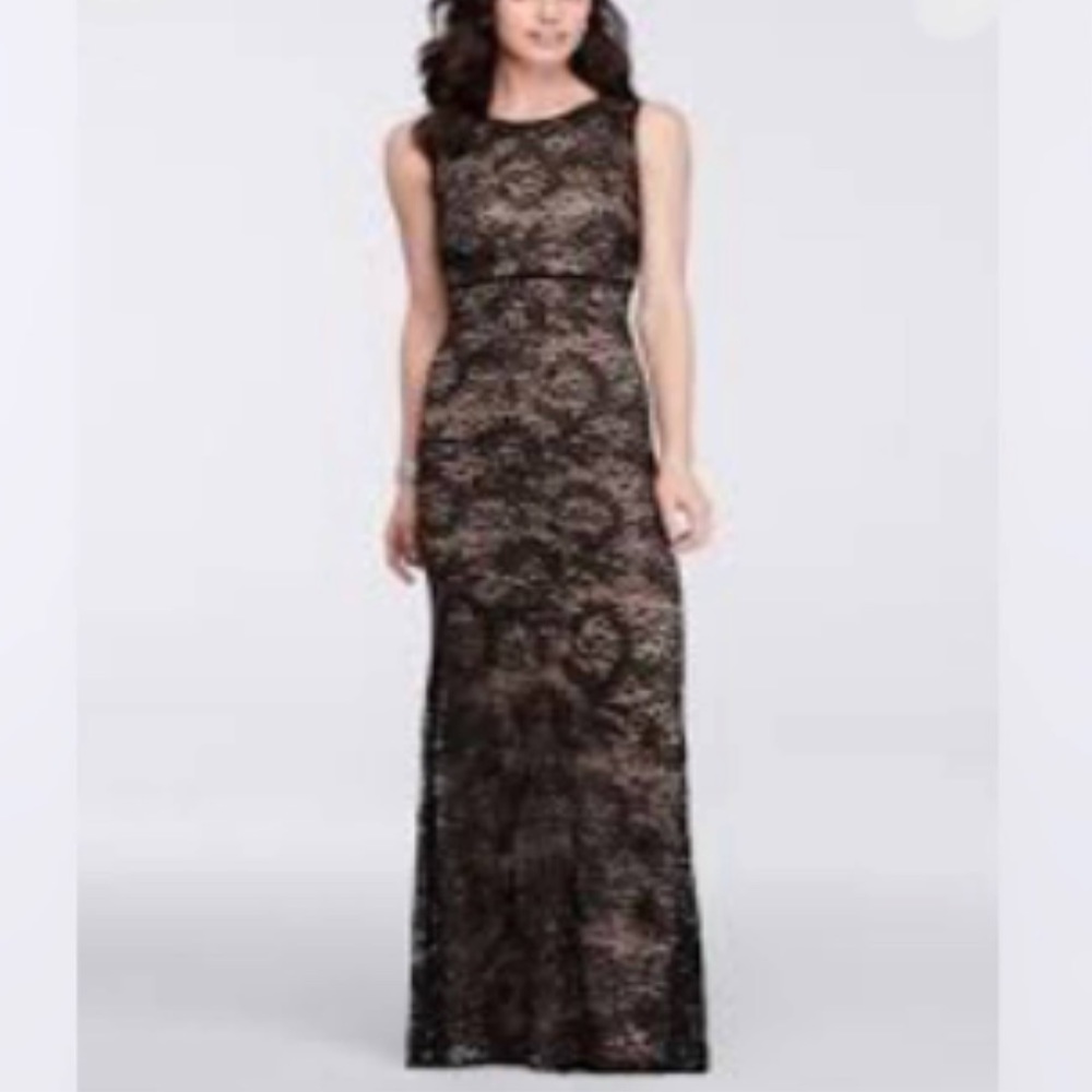 Nightway long lace sequin dress